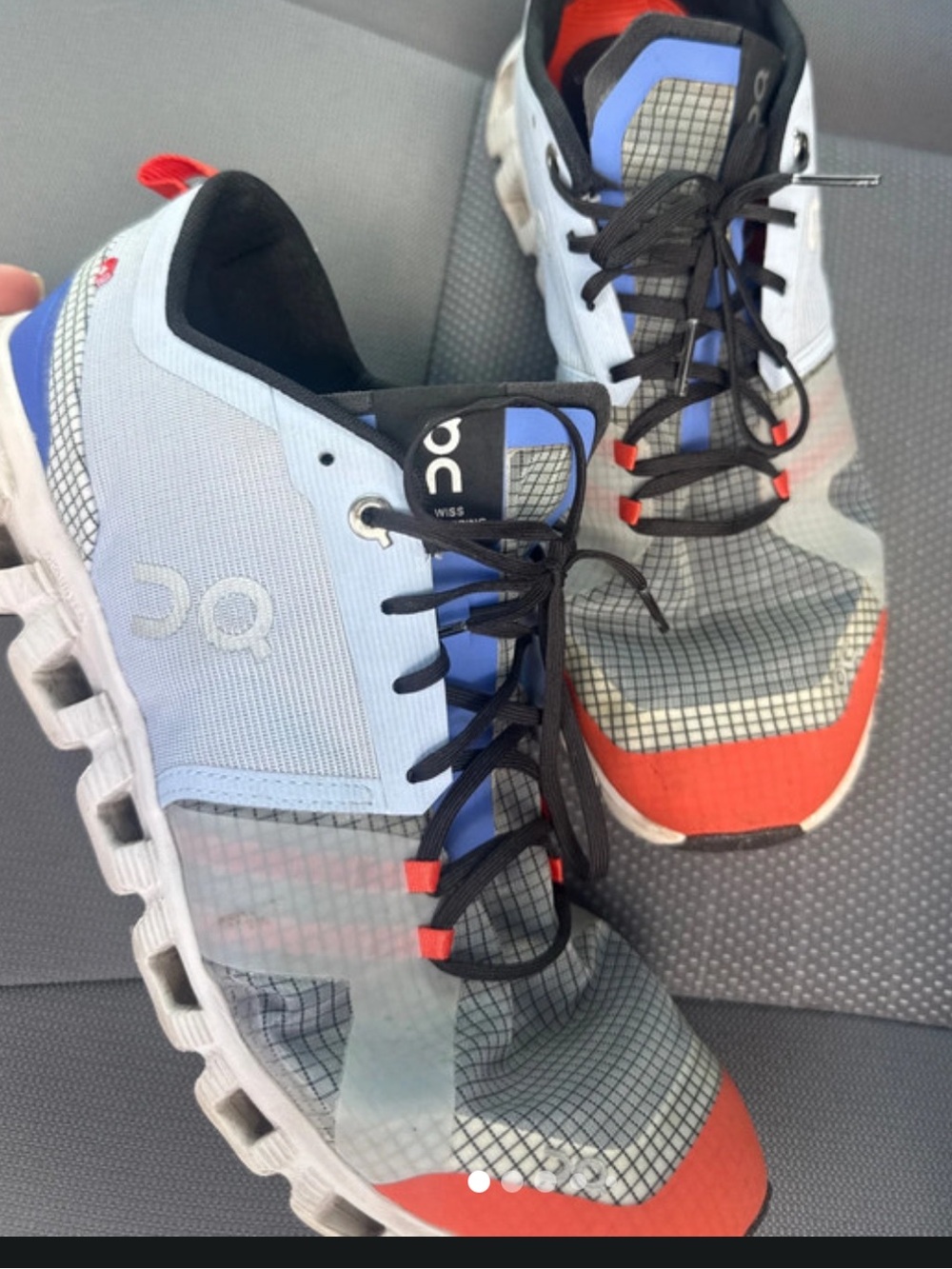 On Running Kids Sneakers in Light Blue and Red Accents